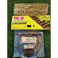 RKM GS428HSB SYM SM SPORT 110R / SM SPORT 110E  Sprocket Chain Gold RKM Set Rantai Sprocket Gigi Ran