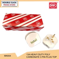 MK Heavy Duty Poly Carbonate 13A Fused 3 Pin Plug Top MK654 Uk Type Plug Top 13A Plug Top Sirim Appr