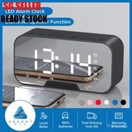 [SG Seller] Mirror Alarm Clock Bluetooth Speaker Wireless with FM Radio LED Subwoofer Music Player Desktop Clock Snooze