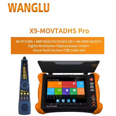 WANGLU TOP Full Function X9-MOVTADHS Pro PoE++ 90W 8 inch 2K Retina Screen 8K H.265 IP CCTV Tester