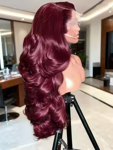 Full 99J Burgundy 13x6 Lace Frontal Wigs Body Wave 30 34 Inch 100% Human Hair Water Wave 13x4 HD Lac