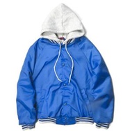 ASW JACKETS x BEAMS BOY American Spiritwear，Beams Boy，特別定制，美國製造連帽獎牌夾克，可搭配運動衫的尼龍運動夾克，H477 YTH Free BL
