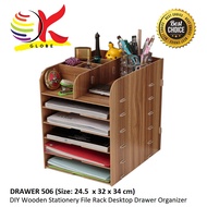 DIY WOODEN STATIONERY FILE RACK DESKTOP DRAWER ORGANIZER PEN PENCIL HOLDER CD BOOK STAND OFFICE HOME