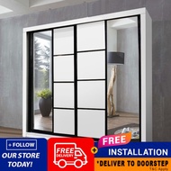 PRE ORDER [FREE INSTALLATION & FREE SHIPPING] White Anti-Jump Sliding Door Wardrobe/ melamine board/