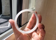 【純翠】天然翡翠 白冰莫西沙顯細美人鐲54溫潤白月光手鐲 附台證