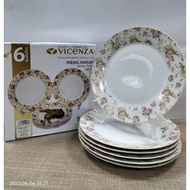 Piring makan Vicenza 9 inch cekung B179 BA179 SPA3620 (6 pcs/ setengah lusin)BISA PILIH MOTIF PADI /