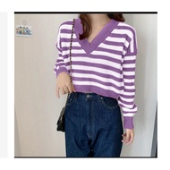 SUETERKU NATASYA STRIPE KNIT LIVE BUTTONS READY