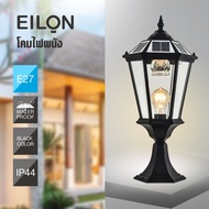 Global House EILON โคมไฟหัวเสาโซลาร์เซลล์ 23x23x50 cm รุ่น MVSL-003S สีดำ  รับประกันของเเท้!