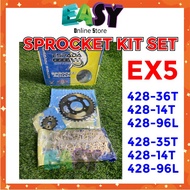 SPROCKET KIT SET ESPADA GOLD 428 36T 35T 14T CHAIN 428-96L SPROCKET & CHAIN DEPAN BELAKANG SPROCKET 