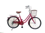 จักรยาน จักรยานแม่บ้าน จักรยานผู้ใหญ่ จักรยานแม่บ้านญี่ปุ่น ขนาด 24 นิ้ว ตะกร้าเหล็ก จักรยานวินเทจ แข็งแรง เบาะซ้อนท้าย นุ่ม Simplex