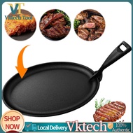【Fast Delivery】10.6 X 6.89in Cast Iron Sizzler Pan Oval Shape Sizzle Griddle Fajita Server Plate Gri