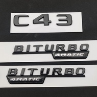 3D ABS Black Chrome Car Letters Rear Trunk Badge Sticker C43 BITURBO 4MATIC Emblem For Mercedes C43 