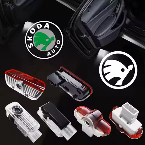 2pcs LED Car Door Decoration Welcome Lights Projector Lamp For skoda Superb SUPERB Superb Octavia Fa