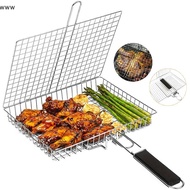 Foldable 304 Stainless Steel BBQ Grill Basket Non Stick Mesh Mat for Meat Vegetables