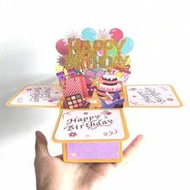 1pc Purple Black Golden Happy Birthday Pop Up Card 18th/30th/40th/50th/60th Birthday Card With Note 