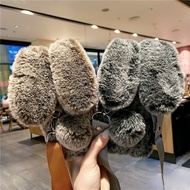 Furry Rabbit Hairy Fur Plush Phone Case For Vivo Y30 Y53 Y55 Y55S Y55L Y50 V7 Plus T1 S12 S10E S9 S9E V21 V23E V23 Pro Casing Adjustable Neck Strap Soft Silicone Cove
