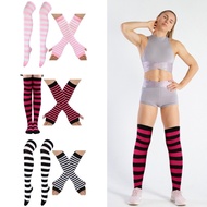 SJT Colorful Arm Gloves Festival Holiday Female Stripe Gloves Stage Props Stockings