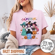 Kaos Hallowee Tshirt Spooky Huntrix Halloween TShirt, Kpop Demon Hunters Shirt, Saja Girls Shirt, De