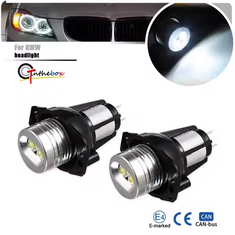 2pcs For BMW 3 Series E90 E91 05‑08 Pre-facelift 2005-2008 White 12W LED Angel Eyes Halo Ring Marker