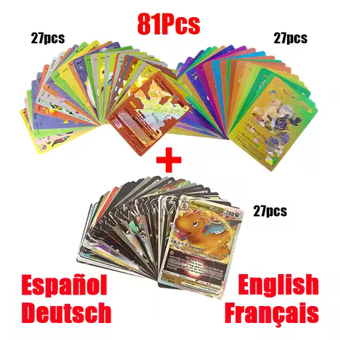 81-36Pcs Pokemon Cards German Spanish French English Vmax GX Energy Card Pikachu Rare Collection Bat