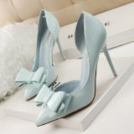 【Undine shop】 Fashion High-Heeled Shoes Woman Pumps Thin Heels Bow High Heels Closed Toe Pointed Toe