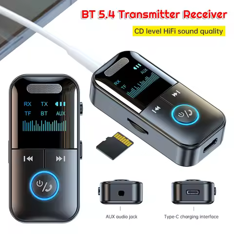 BT 5.4 Audio Transmitter Receiver Wireless Audio 3.5mm Jack Aux Adapter BT 5.4 Audio Receiver for TV