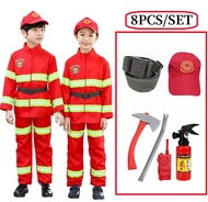 8PCS Fireman Costume For Kids Boys Girls Firefighter Costume For Kids Fireman Kids Costume Firefight