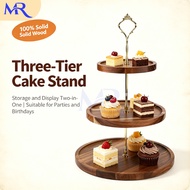 ✨ManisRak✨Acacia Wood 3-Tier Serving Tray  Premium Dessert Stand for Eid, Birthdays  Home Decor  Mul
