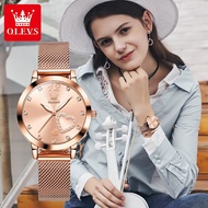 OLEVS Elegant Quartz Watch for Women Stainless steel Mesh Strap Waterproof Imported Movement Ladies Quartz Watch 2024 Trend