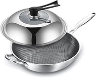 Stainless Steel Wok Uncoated Non-Stick Pan Induction Compatible Kitchen Frying Pan Suitable for Gas Stove Warm as ever