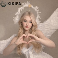 KIKIFA Feather Glory Crown Headband, Double Layer Handmade Virgin Mary Queen Tiara, Dress Up Props G