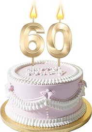60 Champagne Birthday Number Candles Cake Numeral Candles Happy Birthday Cake Candles Topper for Wed