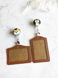 手作好禮 ALL PASS 大頭柴犬伸縮扣環 +卡套 悠遊卡證件套卡夾 