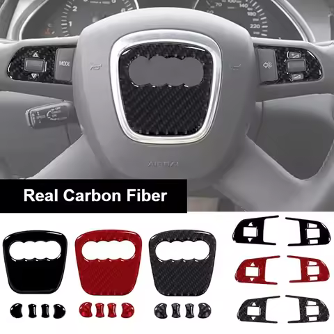 Real Carbon Fiber For Audi A4 B8 8K A6 C6 4F Q5 8R Q7 4L A3 Car Steering Wheel Ring Trim Sticker Cov