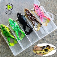 QIUJU 5Pcs Frog Soft Lure, Artificial with Fishing Hooks Tube Bait, Wobbler 6cm 13g/4.6cm 6g  Eyes H