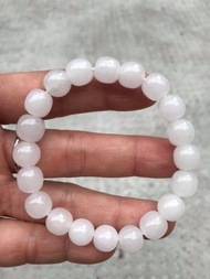 [HCM]??☘️??Vòng Tay Phong Thủy May Mắn Đá Ngọc Hoà Điền Tự Nhiên Size 95mm Màu Trắng Ngọc bóng đẹp n