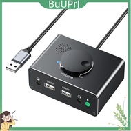 USB External Sound Card 3 Ports USB 2.0 to 3.5mm Sound Card with Volume Control Driver-Free Volume A
