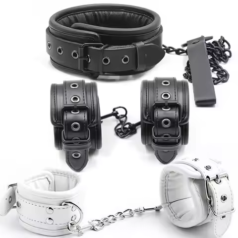 Couples Adult Toys Leather Bondage belt Handcuffs Neck Collar Ankle Cuffs Slave Restraints Hand Cuff