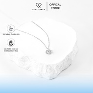 925 Silver Necklace Blue Peach Diamond In Circle V3 DC777