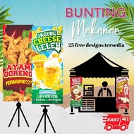 Bunting Makanan Jagung Cheese Nasi Kerabu Corn Dog Nasi Lemak Pizza Takoyaki Sushi