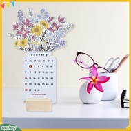cowboy|  Home and Office Desk Calendar Desk Calendar 2024 2024 Bloomy Flower Desk Calendar with Wooden Base Monthly Desktop Calendar for Home and Office Decoration
