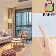 BAIHEE Touch Switch White 1/2/3 Gang 1 Way Single Live Wire Control Light Switch