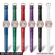 Suitable for Cartier Tank Men Women Watch Belt Tank Cartier Dumon Genuine Leather Watch Strap Size S