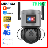 FKMCF SHIWOJIA 5MP 4G กล้องตรวจตรา WIFI ใส่ซิมกล้องวงจรปิดพร้อมสัญญาณกันขโมยไซเรนกล้องวงจรปิด Alexa Google Motion HFDSH