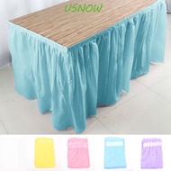 USNOW Table Skirt Set, Rectangular Environmentally Friendly Disposable Tablecloth, Tablecover Plastic Solid Color Oilproof Buffet Tables