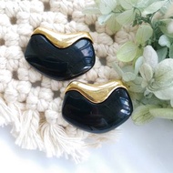 Vintage Jewelry 西洋古董飾品 MONET 復古摩登黑 針式耳環