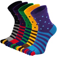 Men’s Toe Socks Cotton Five Finger Crew Socks Athletic Running Socks 5 Pairs