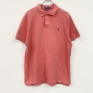 POLO RALPH LAUREN Ralph Lauren 短袖 Polo 衫，刺繡 Logo，珊瑚粉色，XL 碼，古著