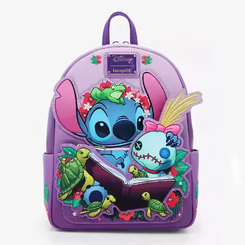 New Spot Loungefly Disney Lilo & Stitch Scrump Reading Cartoon Mini Backpack Ladies Casual Backpack 