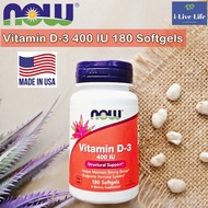 Vitamin D3 D-3 400 IU 180 Softgels-Now Foods